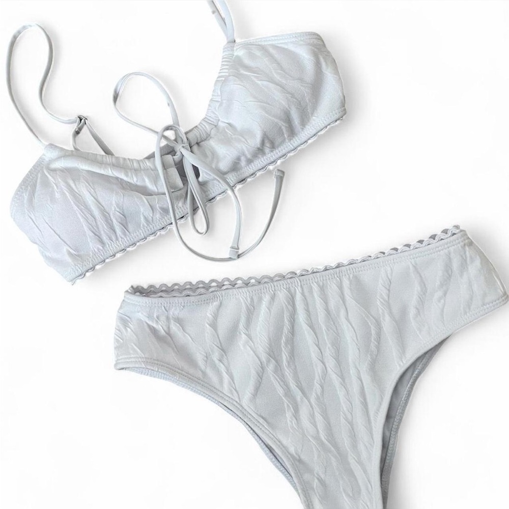 Lace Trim White Bikini Set